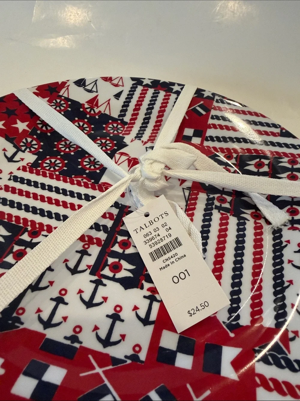 NWT Talbots Nautical Red, White & Blue Plates - Set of 4